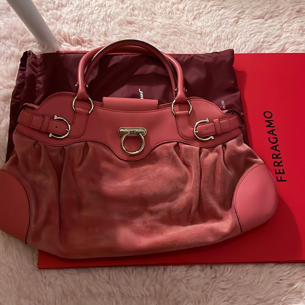 🩷 Salvatore Ferragamo Marisa Gancini Suede large purse pink - Picture 3 of 15